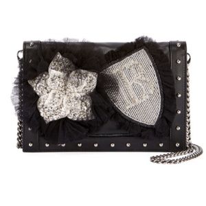 BALMAIN Womens Box 20 Badge Crossbody Bag, Clutch, Black